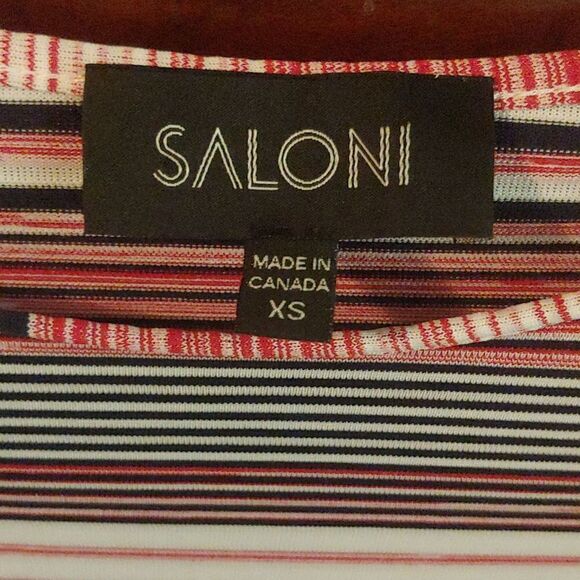 SALONI Dawn Red White Blue Ruffled sleeve shirt. Size XS . Striped, Patriotic - Picture 3 of 6